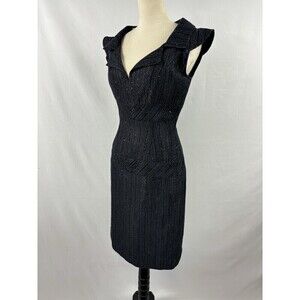 Peggy Jennings Neiman Marcus Sheath Dress Black Navy Blue Small Sequin